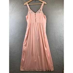 Vintage Texsheen Lingerie Nightgown Slip Size L Pink 100% Nylon Made In USA